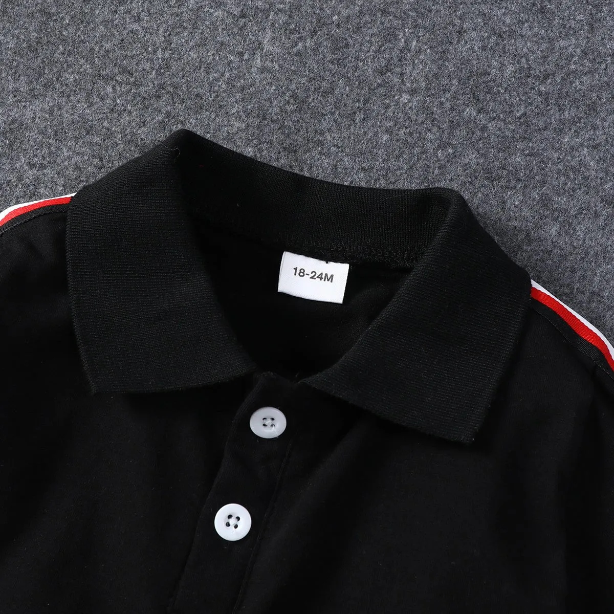 2pcs Toddler Boy Casual Colorblock Striped Polo Shirt and Shorts Set