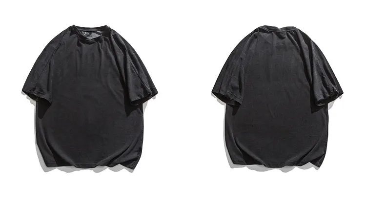 Aidase  Japanese Streetwear High Quality Distressed Oversized T-Shirt Letter Print Harajuku Short Sleeves Fashion Tops Men Clothing