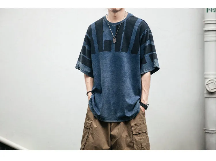 Aidase  Japanese Streetwear High Quality Distressed Oversized T-Shirt Letter Print Harajuku Short Sleeves Fashion Tops Men Clothing