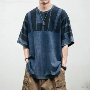 Aidase  Japanese Streetwear High Quality Distressed Oversized T-Shirt Letter Print Harajuku Short Sleeves Fashion Tops Men Clothing