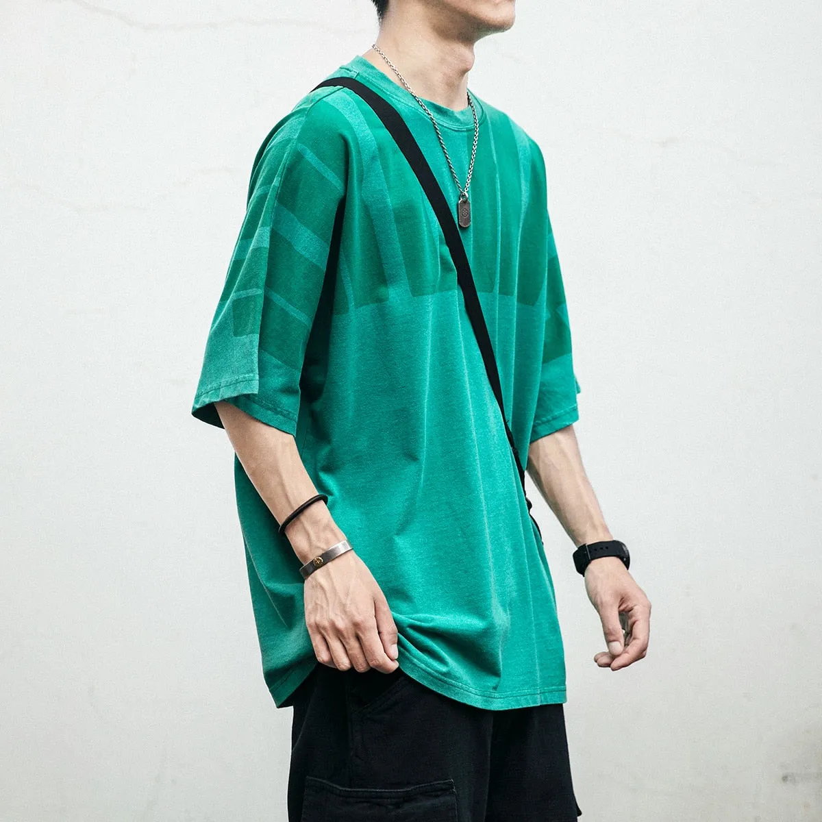 Aidase  Japanese Streetwear High Quality Distressed Oversized T-Shirt Letter Print Harajuku Short Sleeves Fashion Tops Men Clothing
