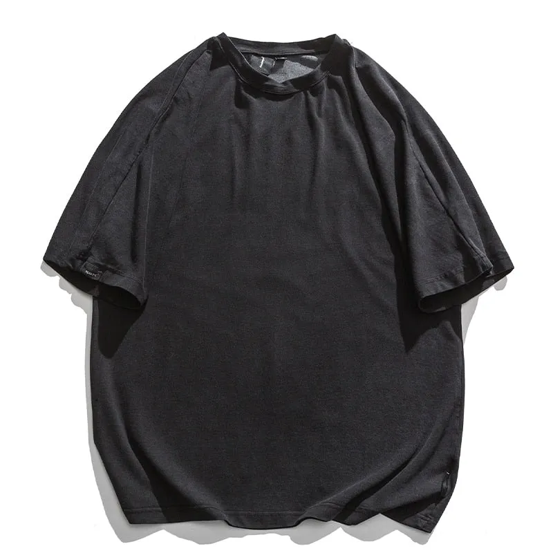 Aidase  Japanese Streetwear High Quality Distressed Oversized T-Shirt Letter Print Harajuku Short Sleeves Fashion Tops Men Clothing