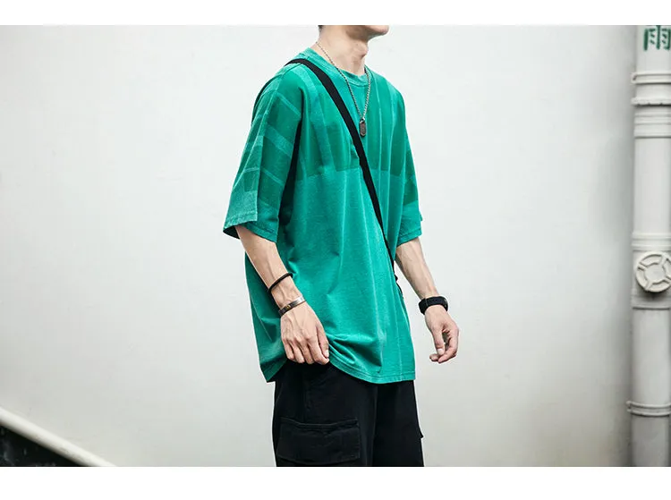Aidase  Japanese Streetwear High Quality Distressed Oversized T-Shirt Letter Print Harajuku Short Sleeves Fashion Tops Men Clothing