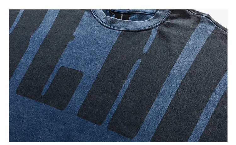 Aidase  Japanese Streetwear High Quality Distressed Oversized T-Shirt Letter Print Harajuku Short Sleeves Fashion Tops Men Clothing