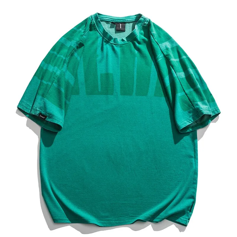 Aidase  Japanese Streetwear High Quality Distressed Oversized T-Shirt Letter Print Harajuku Short Sleeves Fashion Tops Men Clothing