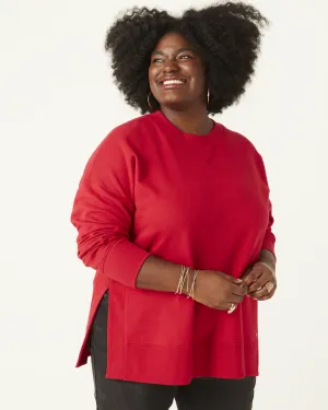 Angela Side-Split Sweatshirt | Red