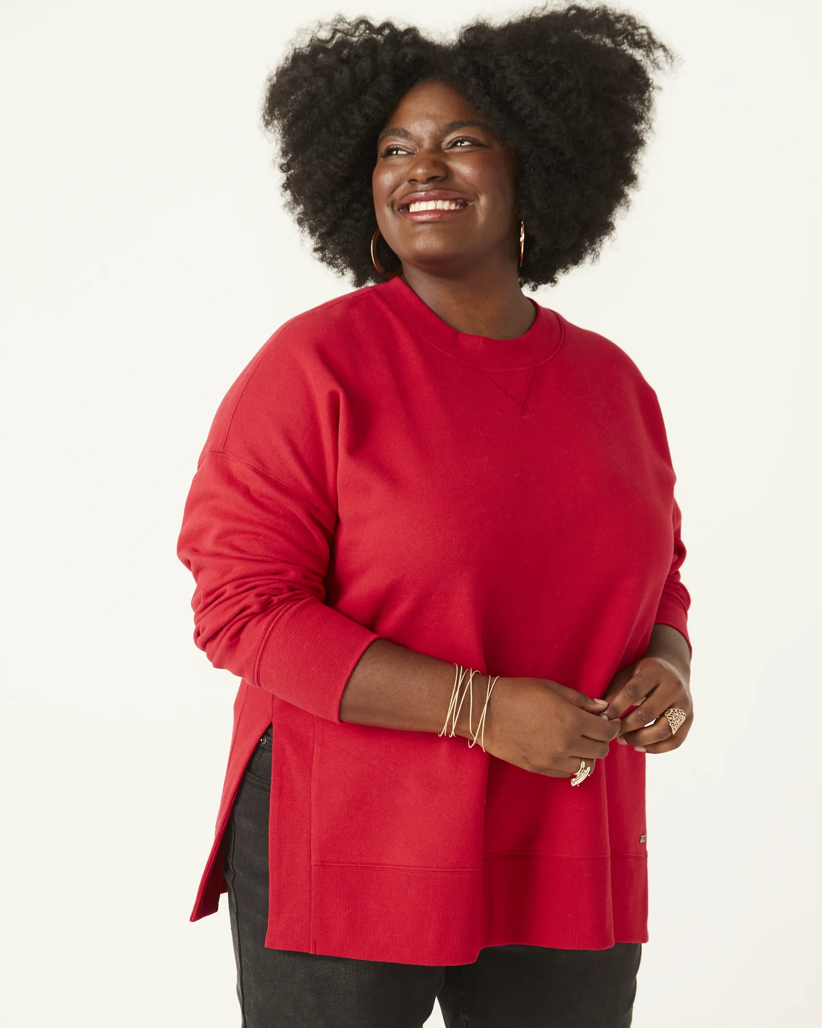 Angela Side-Split Sweatshirt | Red