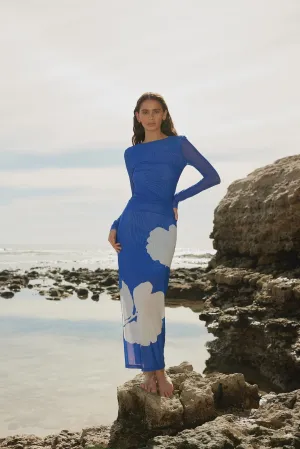 Aston Studios Ezili Mesh Dress in Celeste and Foam