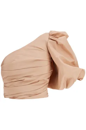 asymmetrical one-shoulder taffeta top in cameo pink 104826 Y3LE ROSA CAMMEO