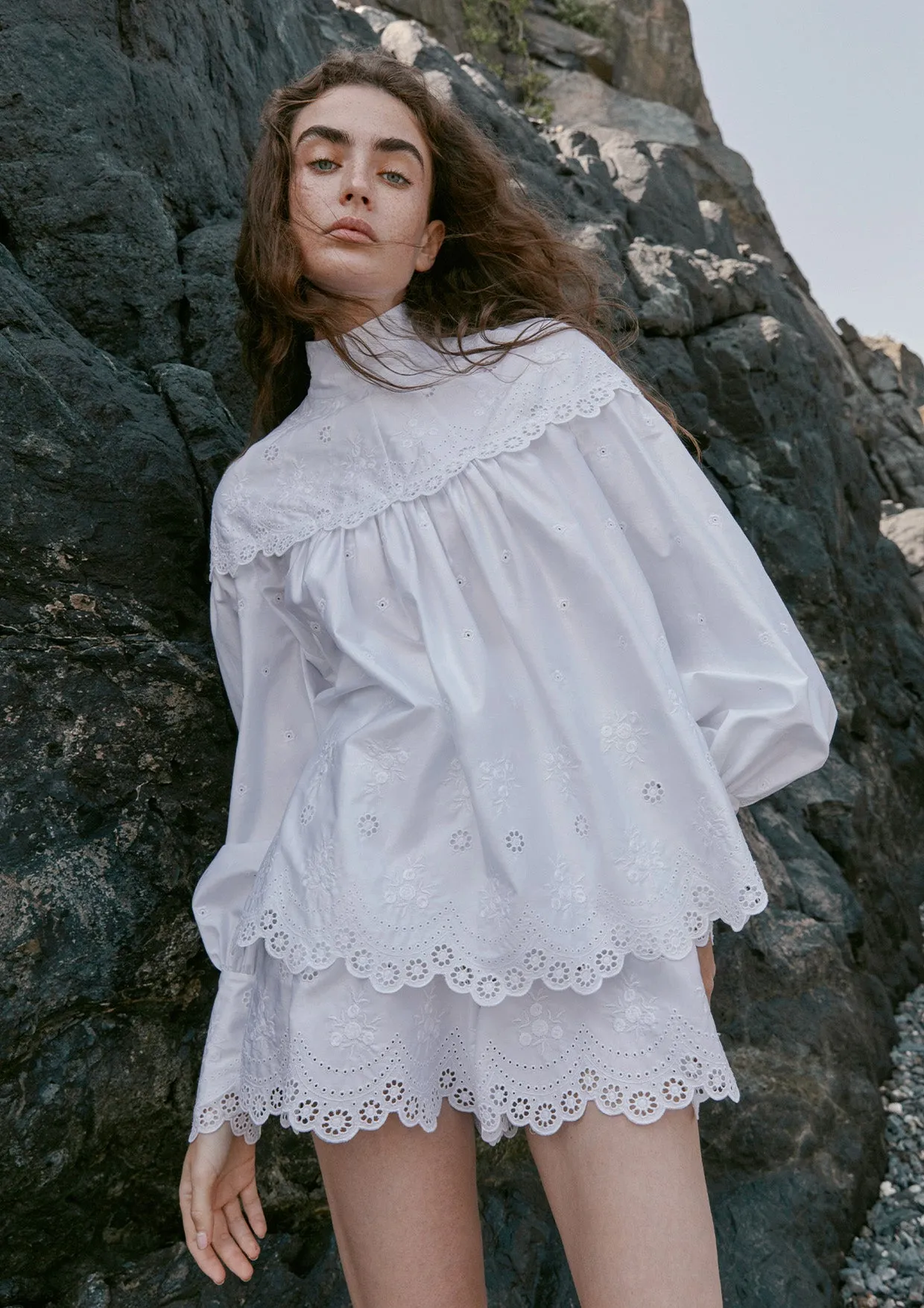 Azalee Embroidered Cotton Shorts
