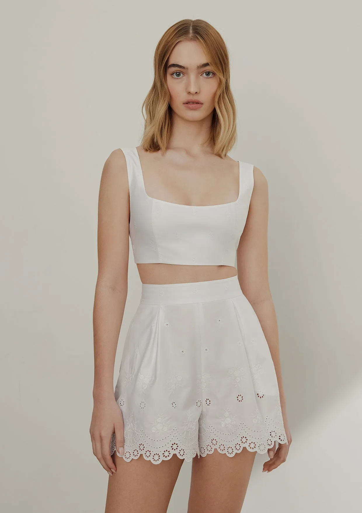 Azalee Embroidered Cotton Shorts