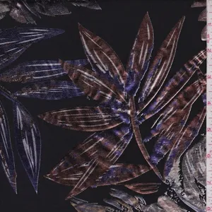 Black Multi Foil Frond Activewear Knit Fabric