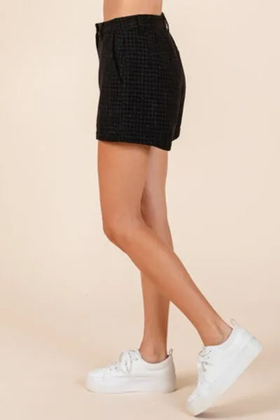 Black Tweed Classic Shorts with Side Pockets