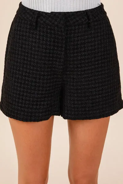 Black Tweed Classic Shorts with Side Pockets