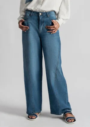 Blue Skater Fit with Seam Jeans