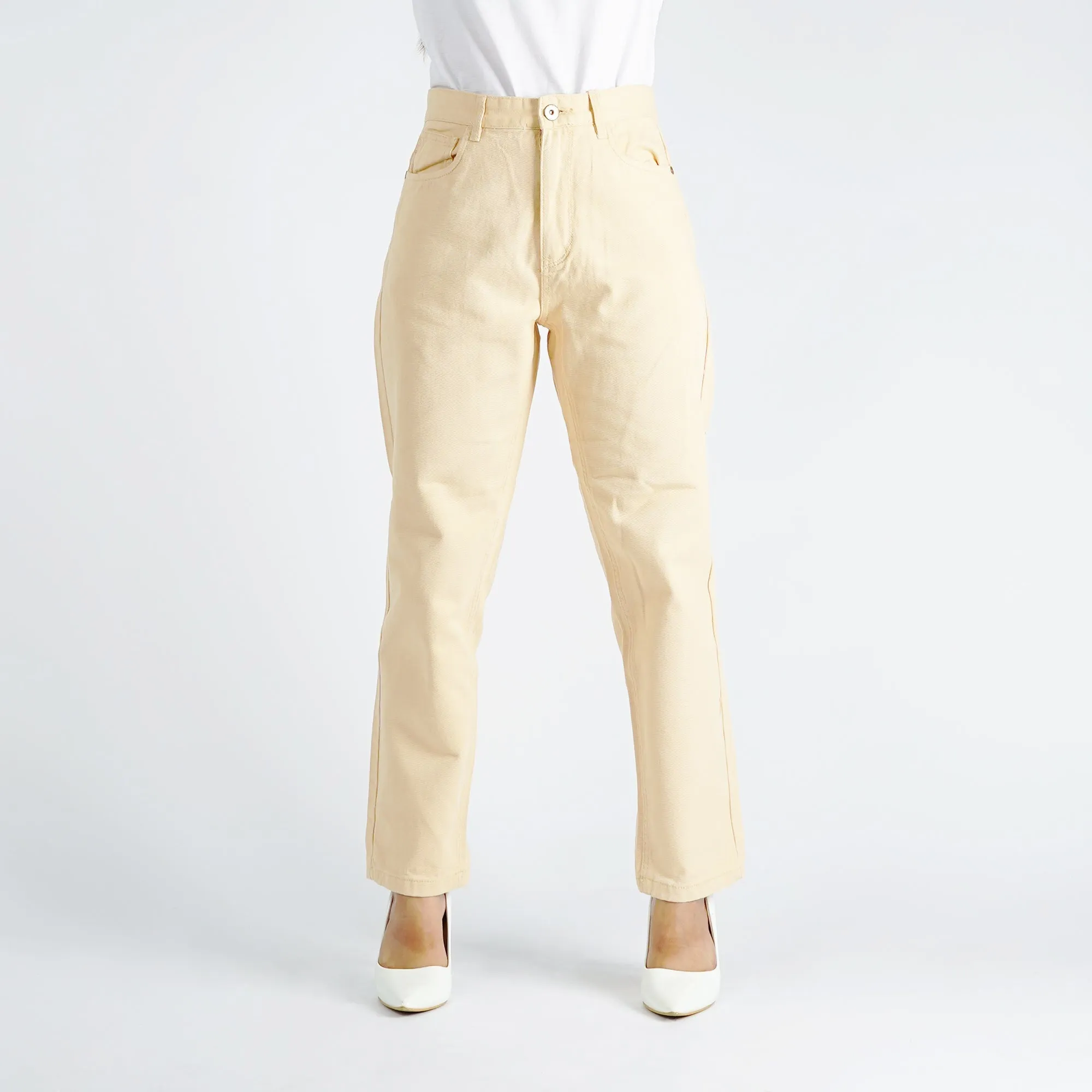 Bobson Japanese Ladies Basic Denim Mom Pants for Women Trendy fashion High Quality Apparel Comfortable Casual jeans for Women 146151-U (Peach)