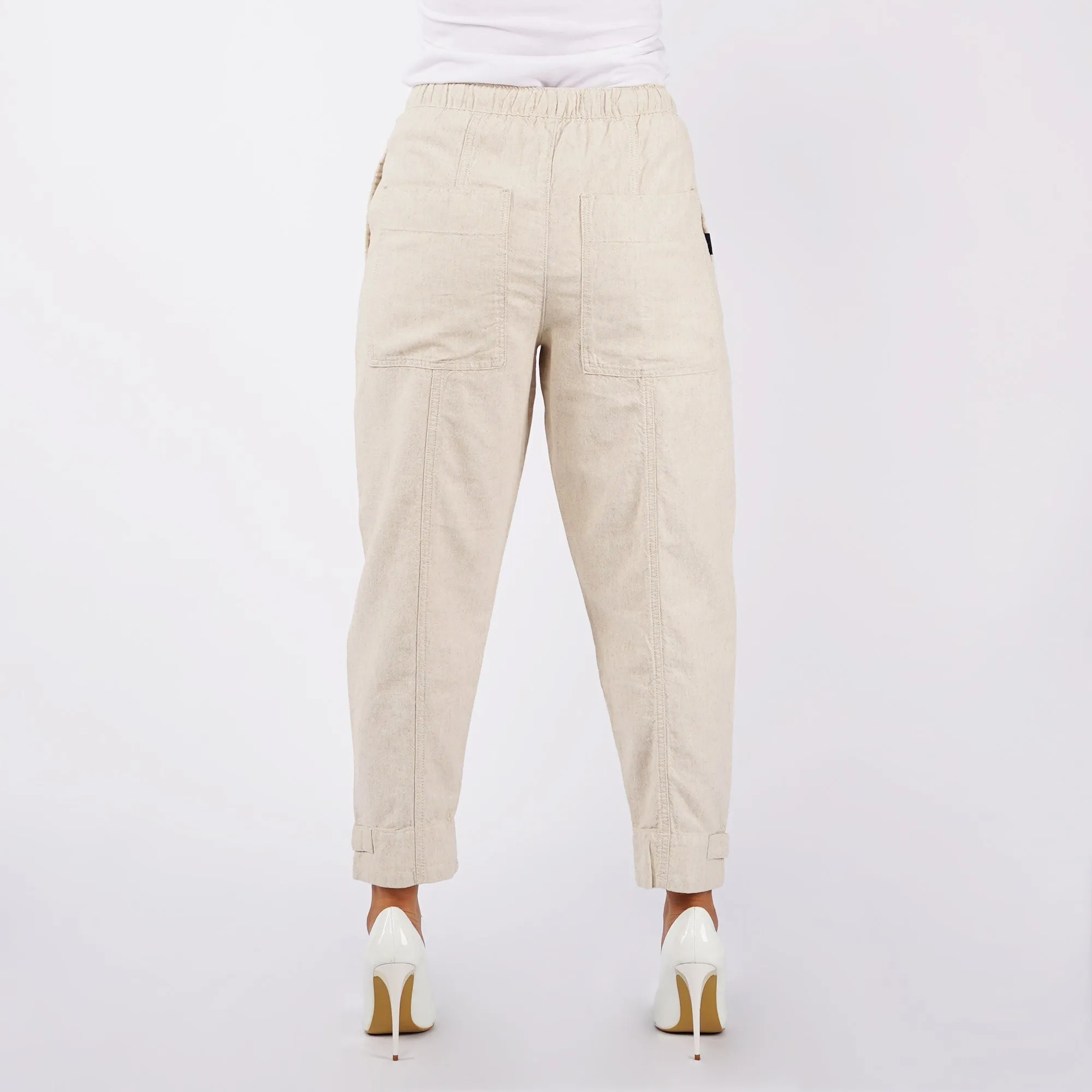 Bobson Japanese Ladies Basic Non-Denim Drawstring Pants 154422-U (Beige)