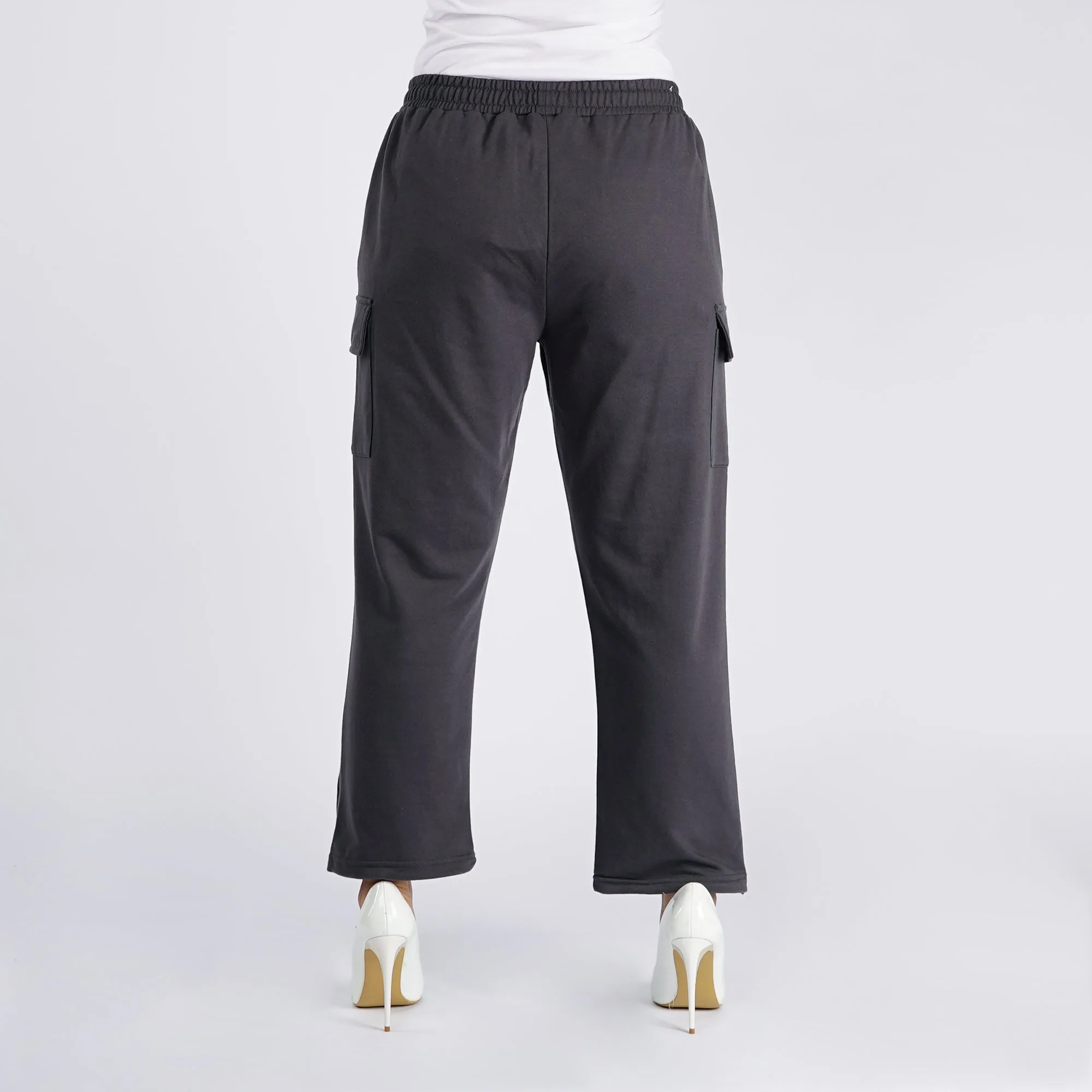 Bobson Japanese Ladies Basic Non-Denim Drawstring Pants 154461-U (Dark Gray)