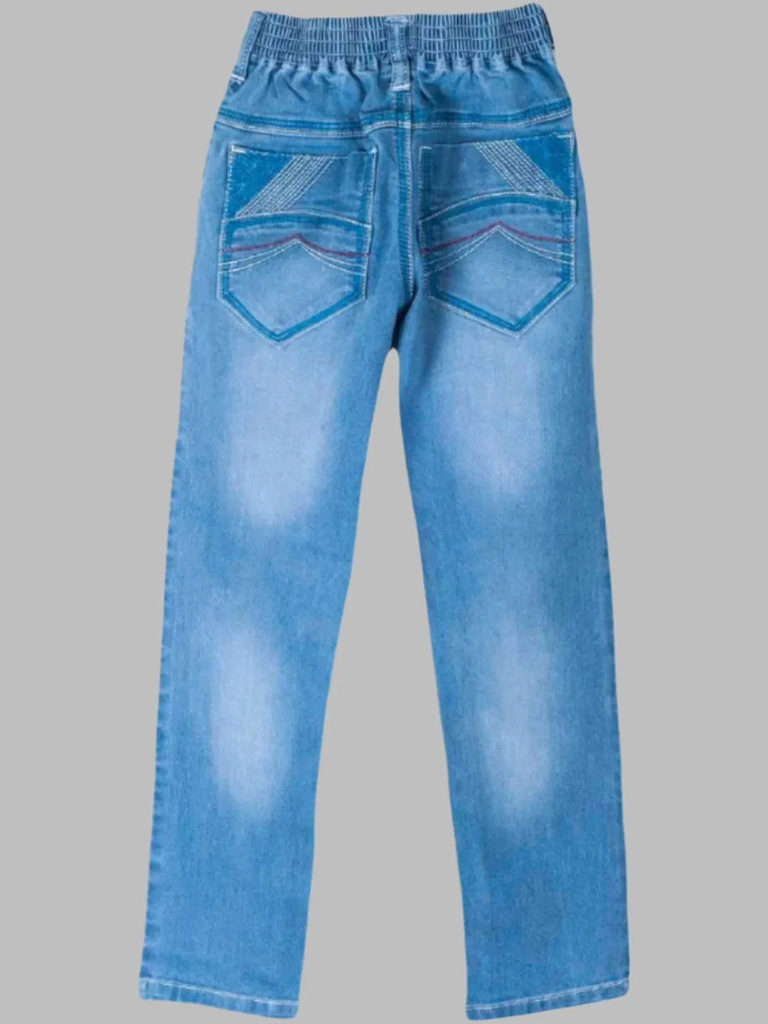 Boys' Light Blue Denim Jeans with Striped Belt Detail