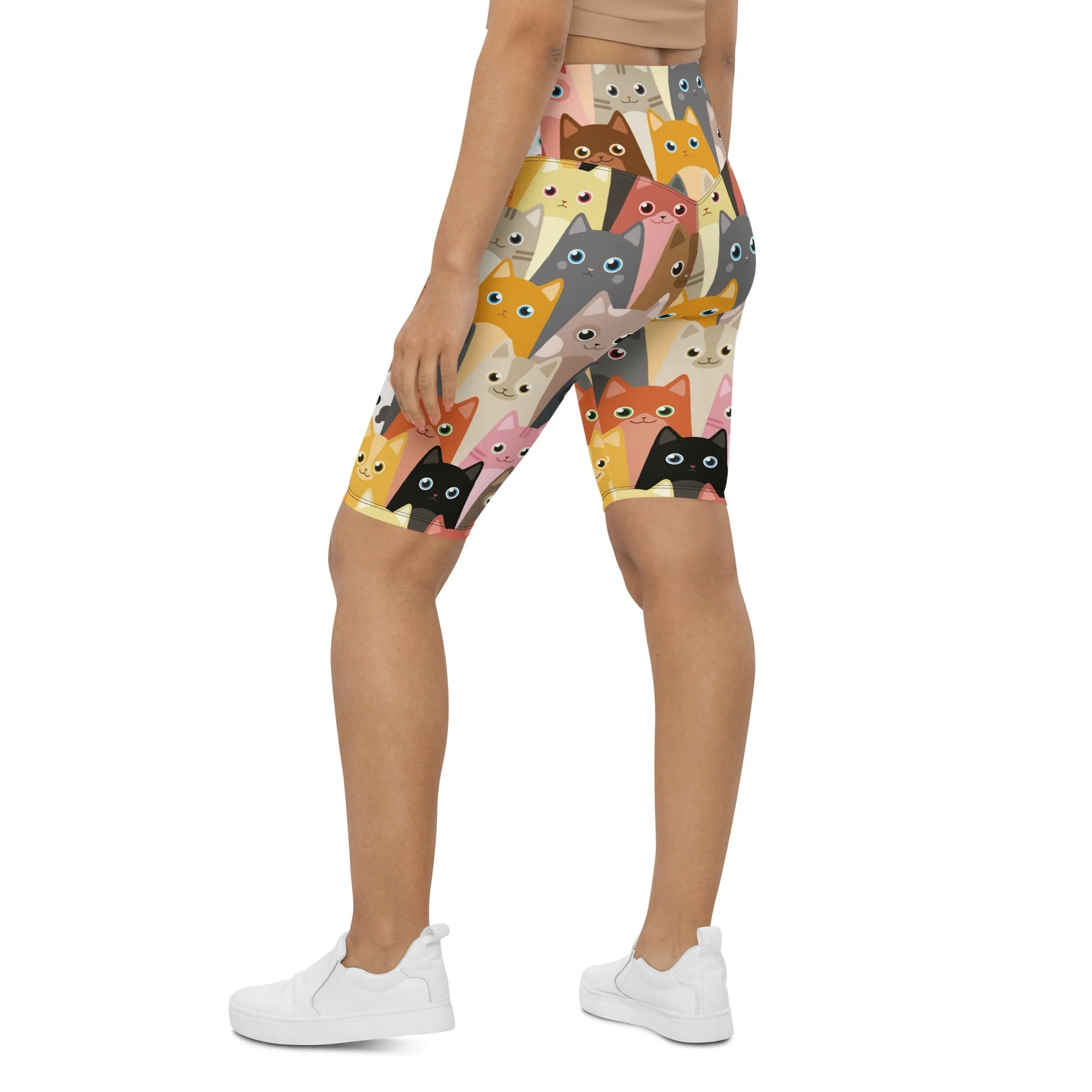 Cartoon Cats Biker Shorts