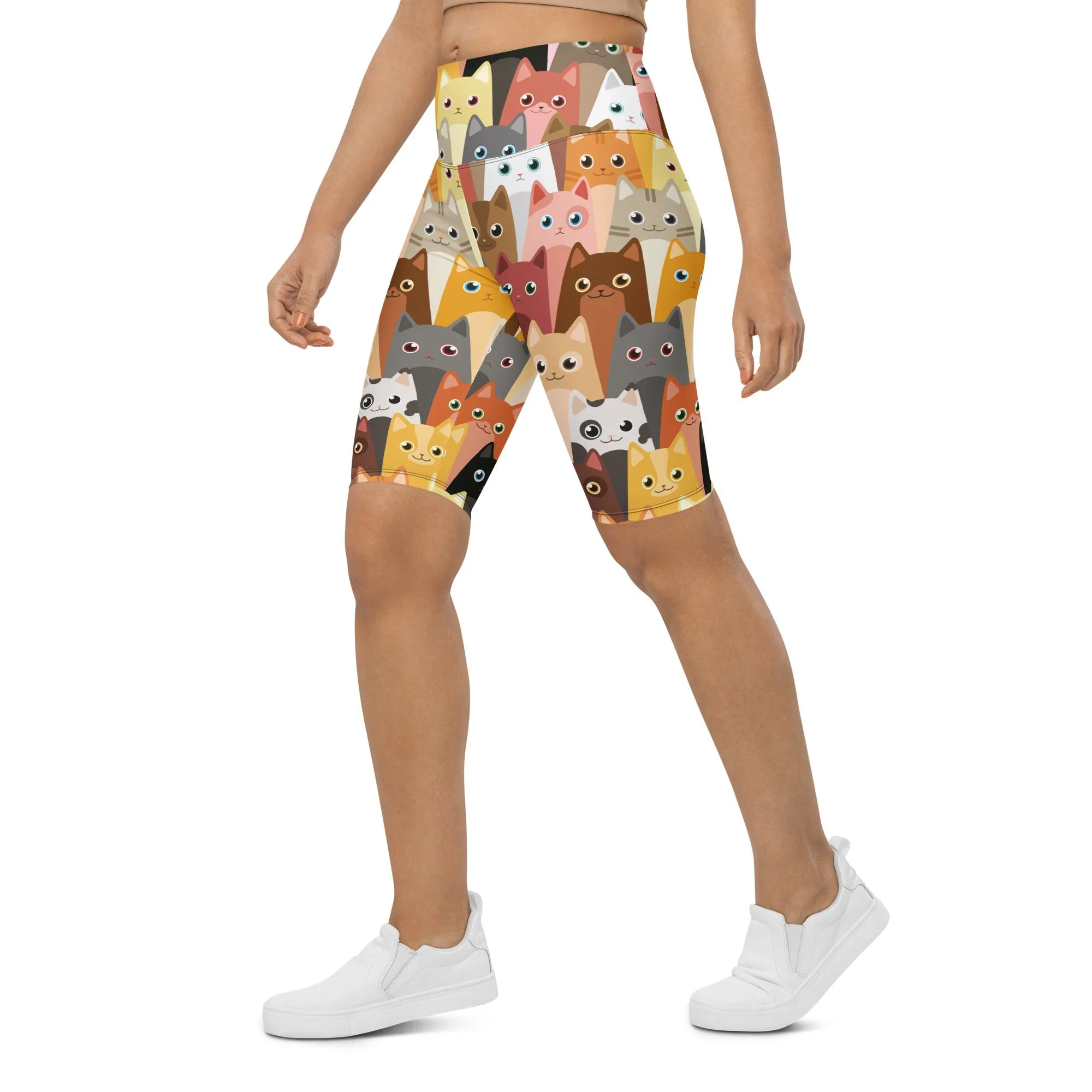 Cartoon Cats Biker Shorts