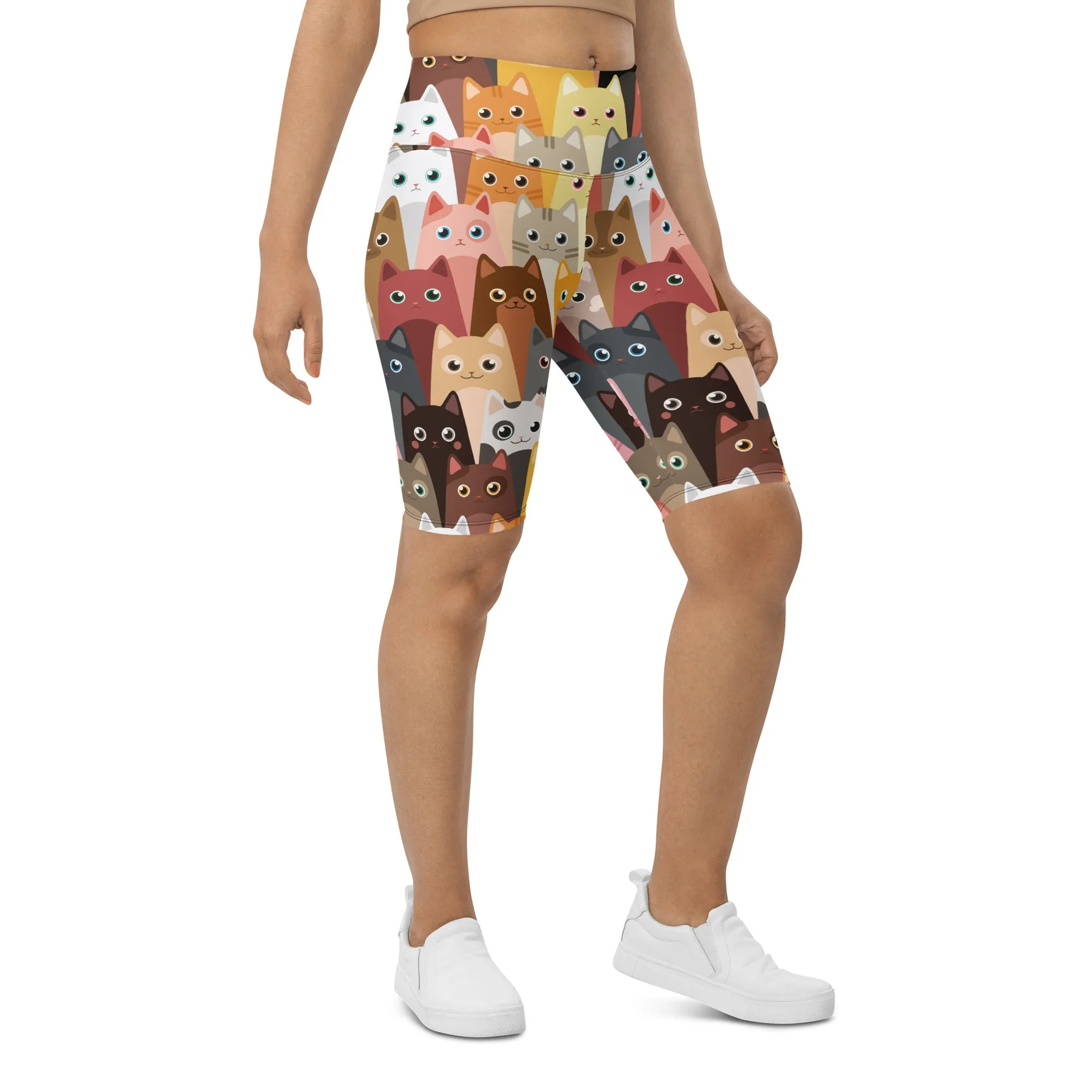 Cartoon Cats Biker Shorts
