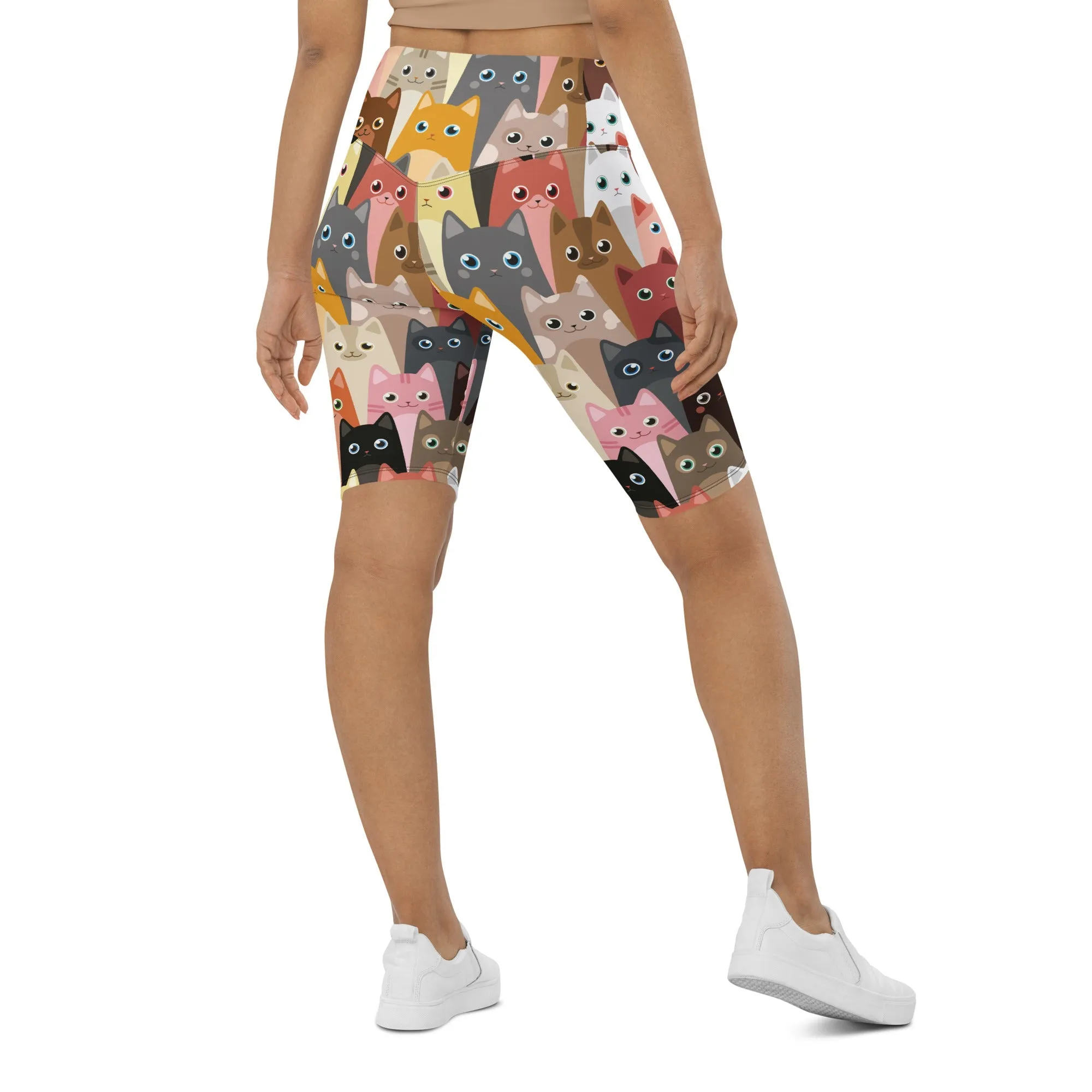Cartoon Cats Biker Shorts