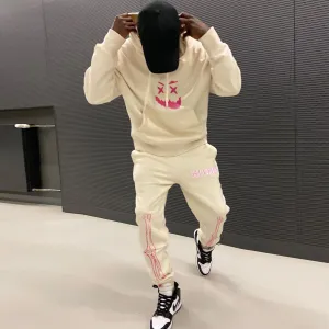 Casual trendy design printed long-sleeved hoodie trousers suit