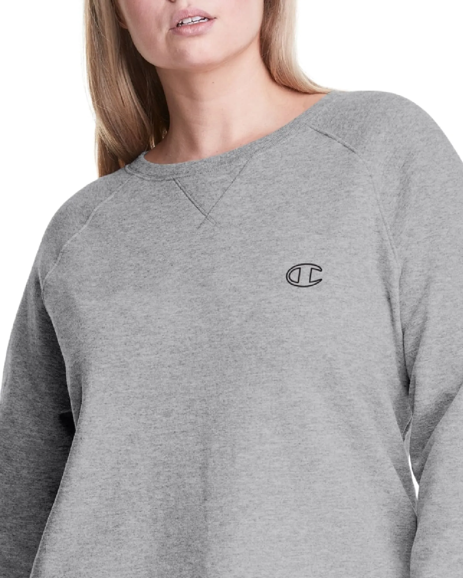 Champion Women's Plus Power Blend Boyfriend Sweatshirt Gray Size 3X | Gray
