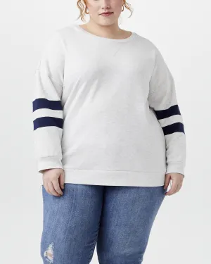 Chaya Cotton-Blend Pullover | Light Grey / Navy