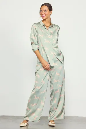 Cheetah Print Satin Long Pants