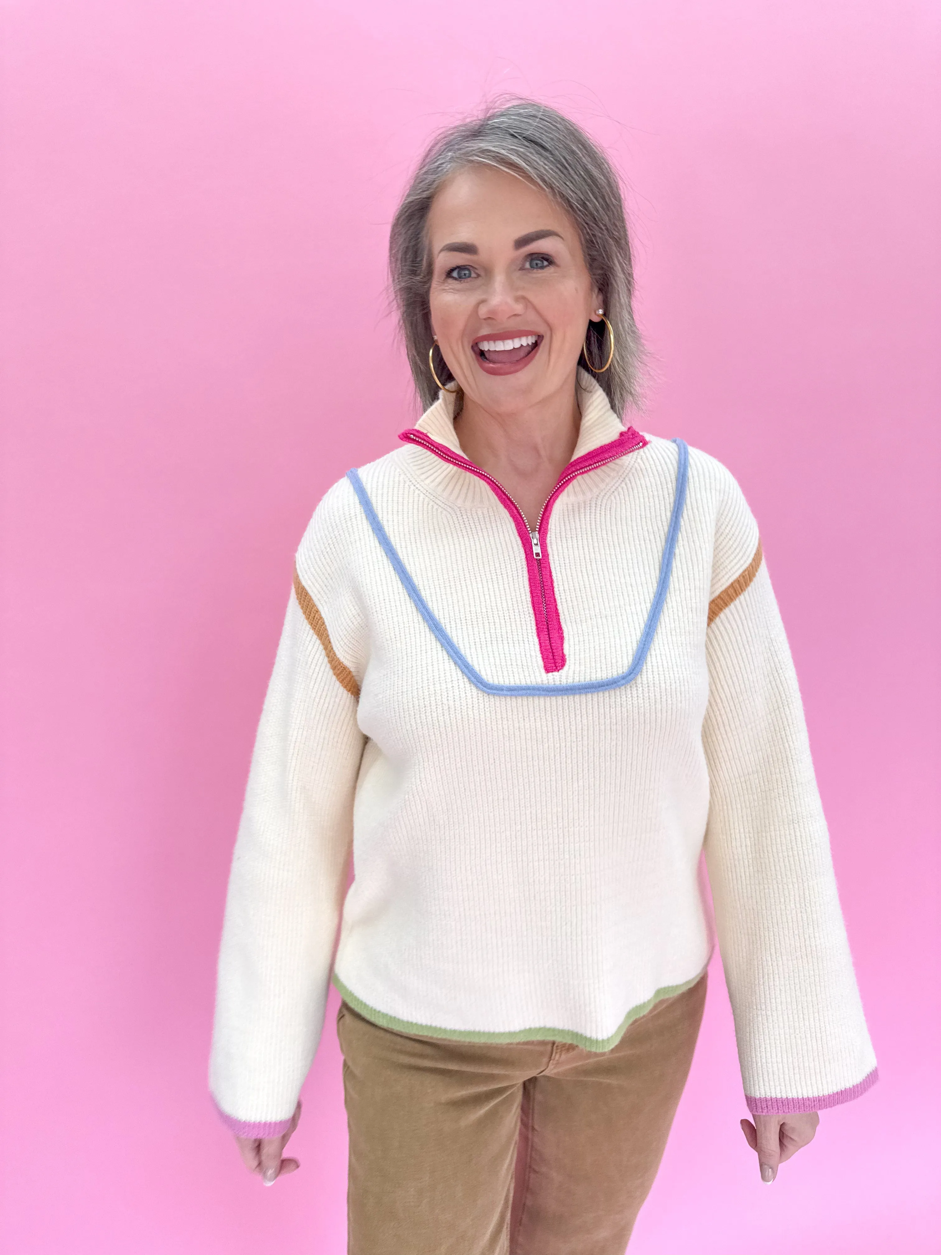 Chic In Spring Sweater - Ecru