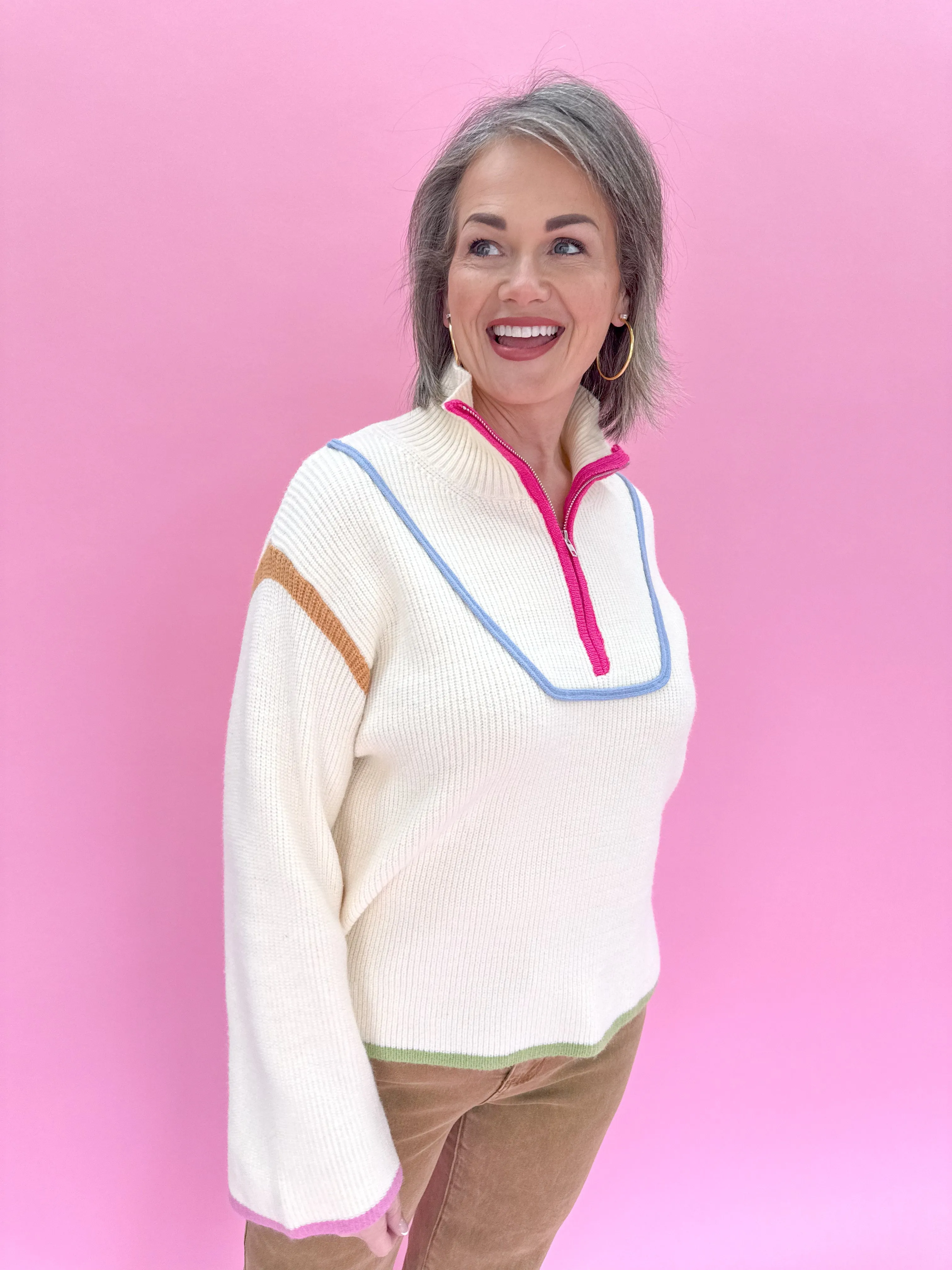 Chic In Spring Sweater - Ecru
