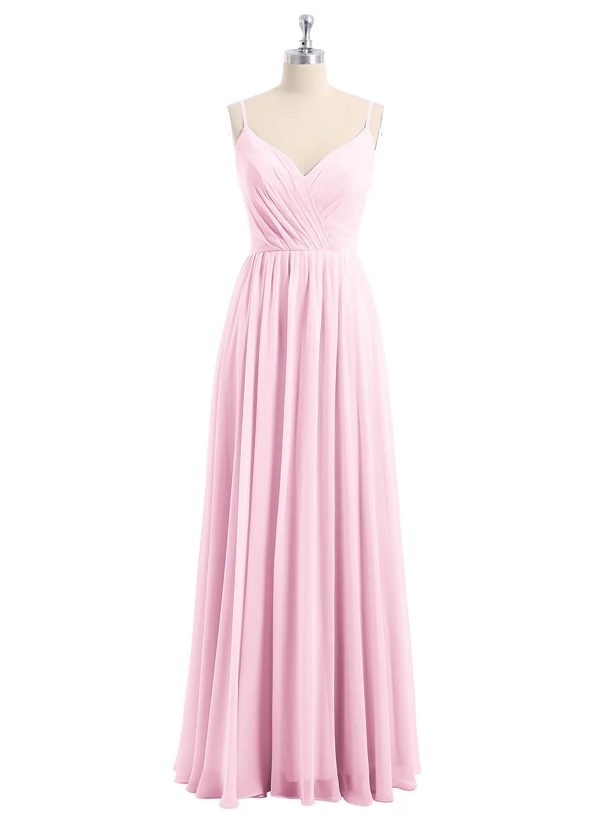 Chiffon Bridesmaid Dresses with Spaghetti Straps-Candy Pink Plus Size