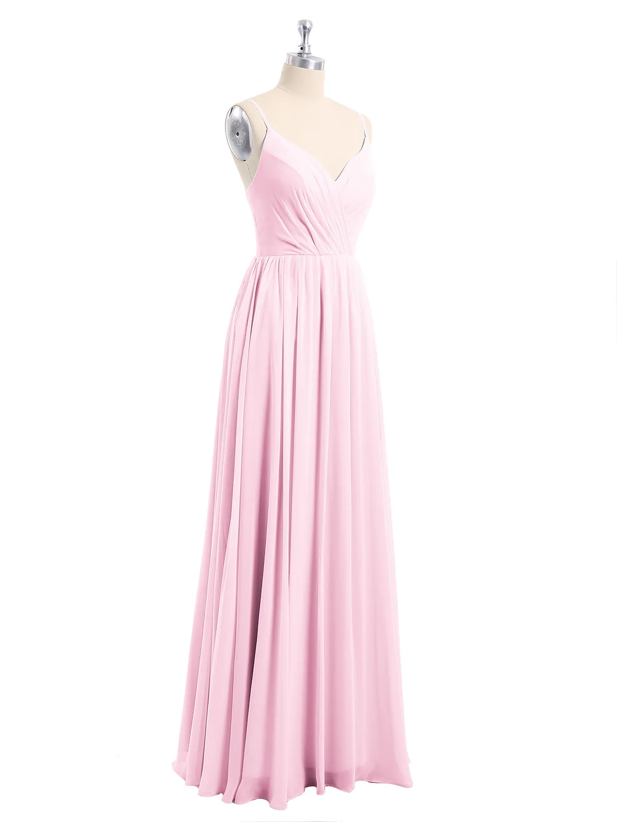 Chiffon Bridesmaid Dresses with Spaghetti Straps-Candy Pink Plus Size