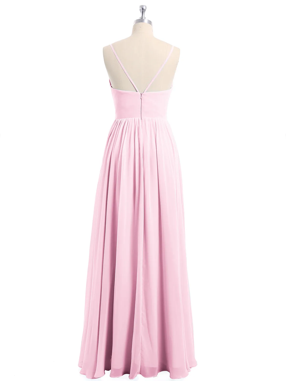 Chiffon Bridesmaid Dresses with Spaghetti Straps-Candy Pink Plus Size