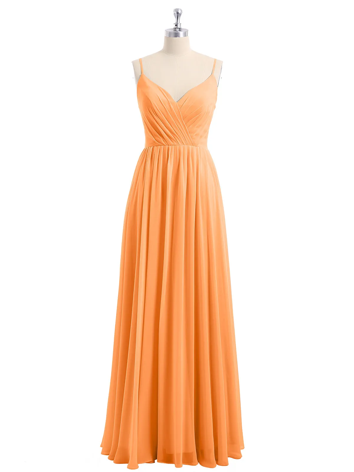 Chiffon Bridesmaid Dresses with Spaghetti Straps-Orange Plus Size