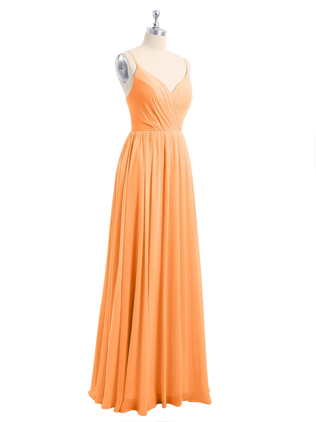 Chiffon Bridesmaid Dresses with Spaghetti Straps-Orange Plus Size