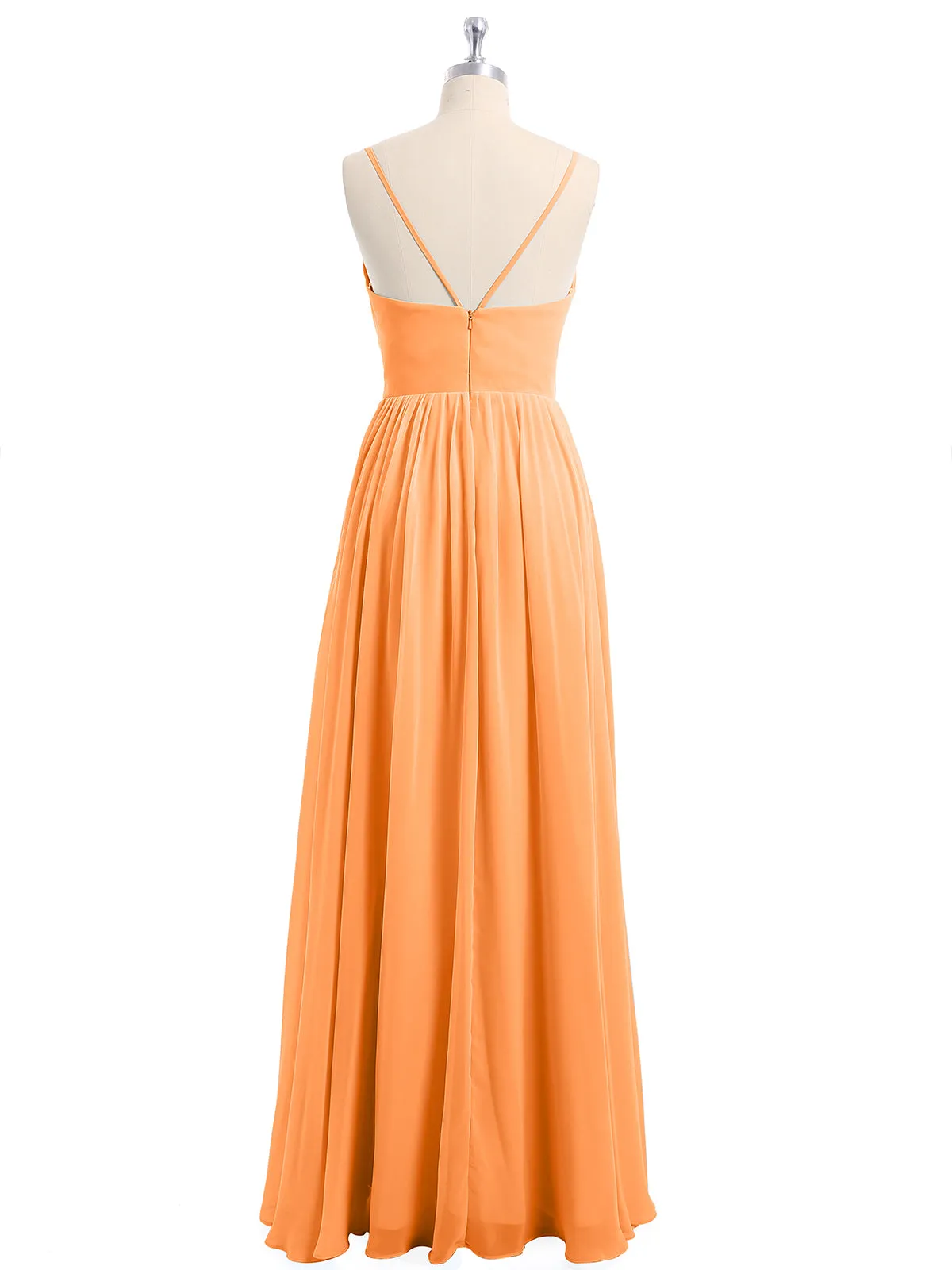 Chiffon Bridesmaid Dresses with Spaghetti Straps-Orange Plus Size