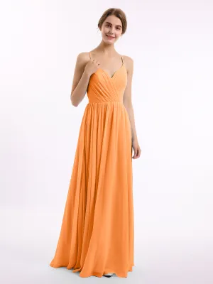 Chiffon Bridesmaid Dresses with Spaghetti Straps-Orange Plus Size