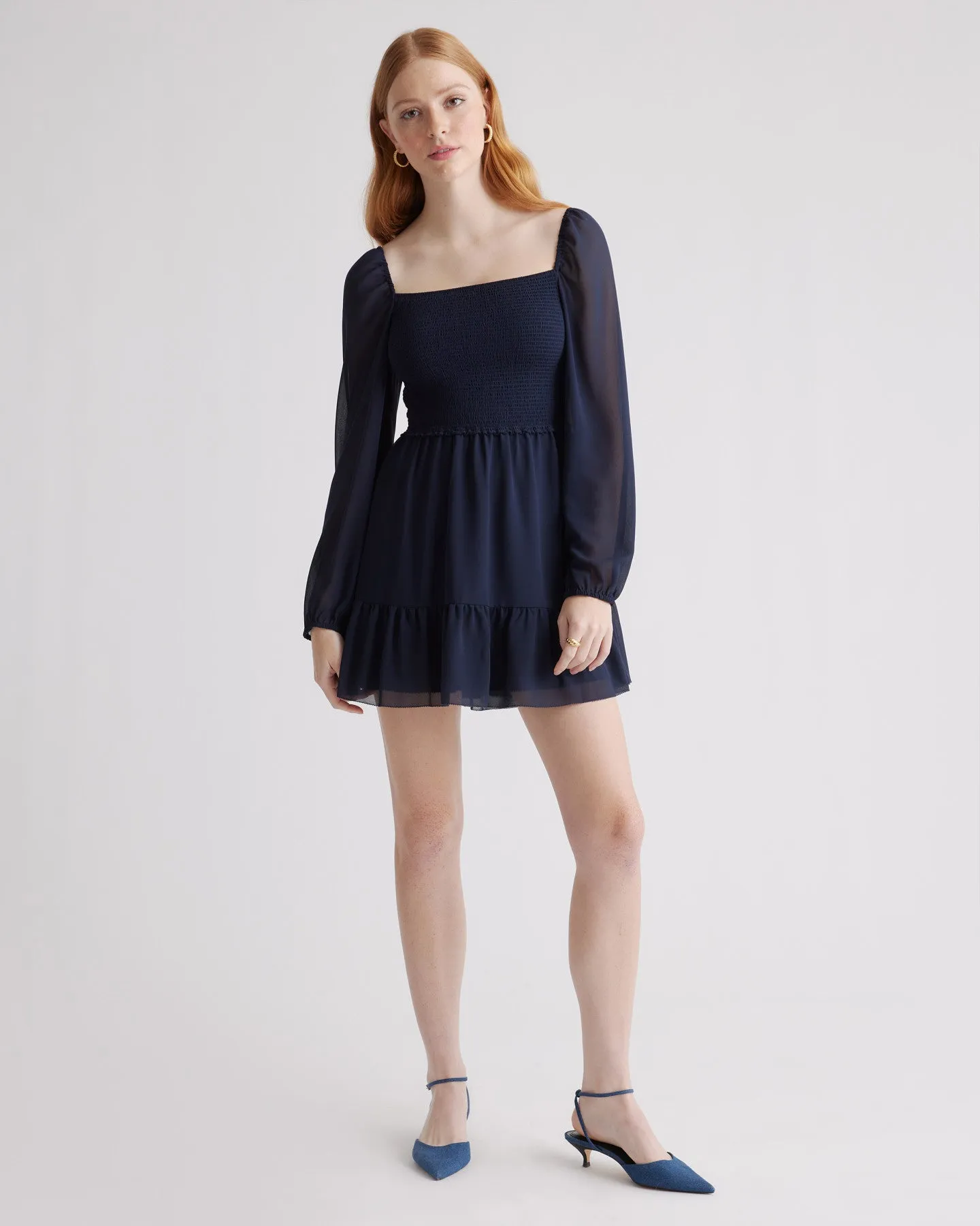 Chiffon Smocked Mini Dress