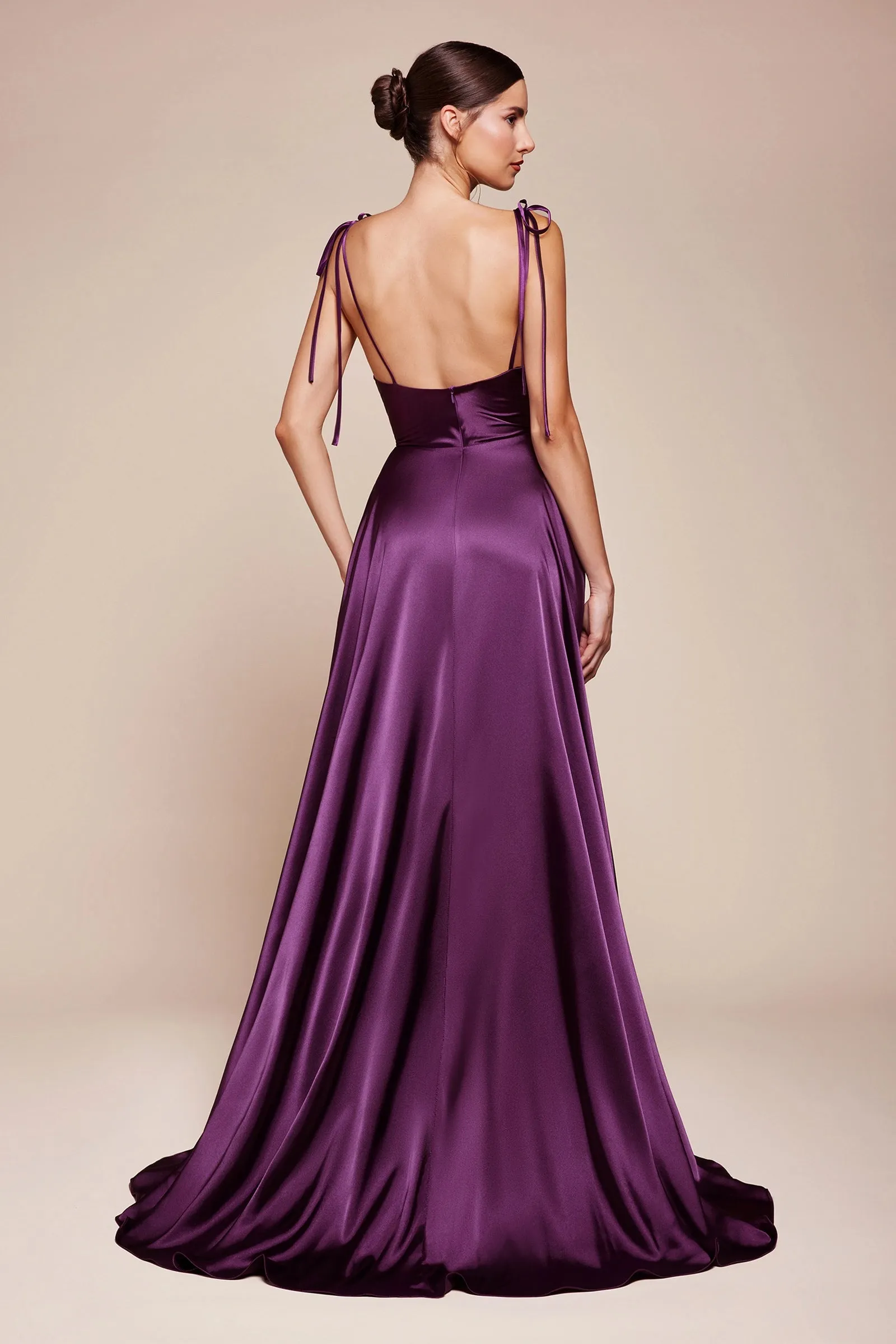 CINDERELLA DIVINE BD104 A-Line Cowl Neckline Satin Dress