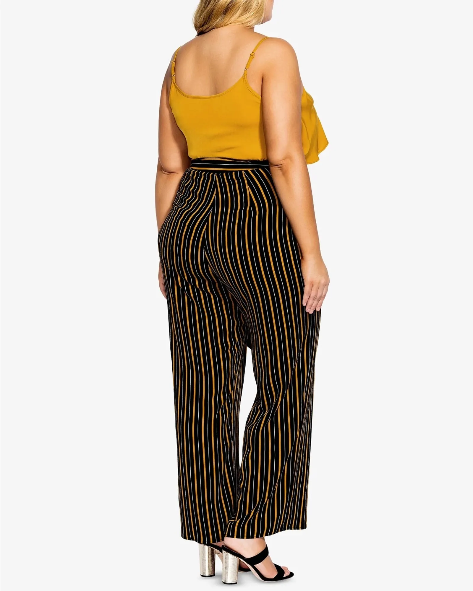 City Chic Women's Trendy   Striped Palazzo Pants Black  18W | Black