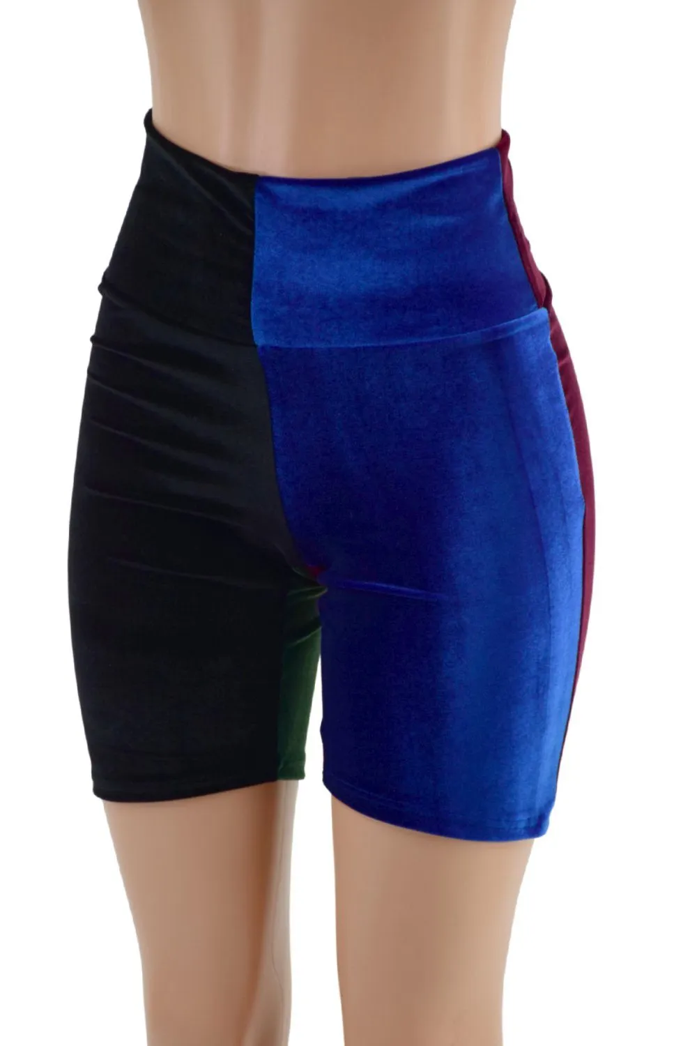 Color Blocked Velvet Bike Shorts -Four Colors