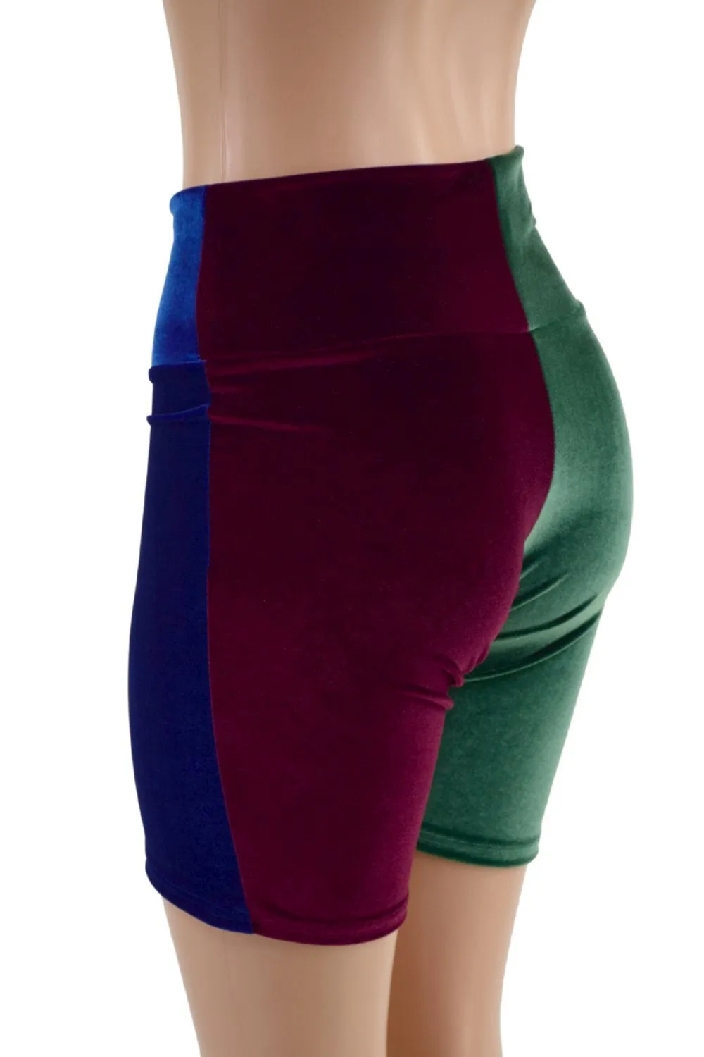Color Blocked Velvet Bike Shorts -Four Colors