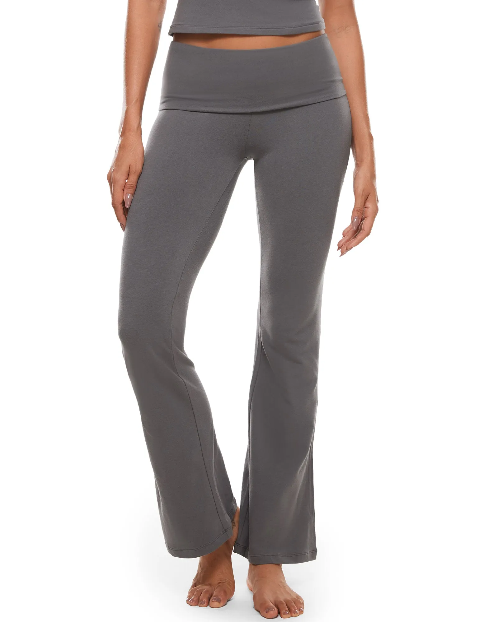Cotton Fold Over Flared Leggings 30"