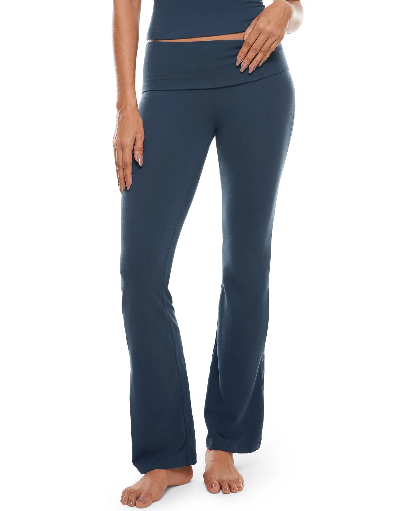 Cotton Fold Over Flared Leggings 30"