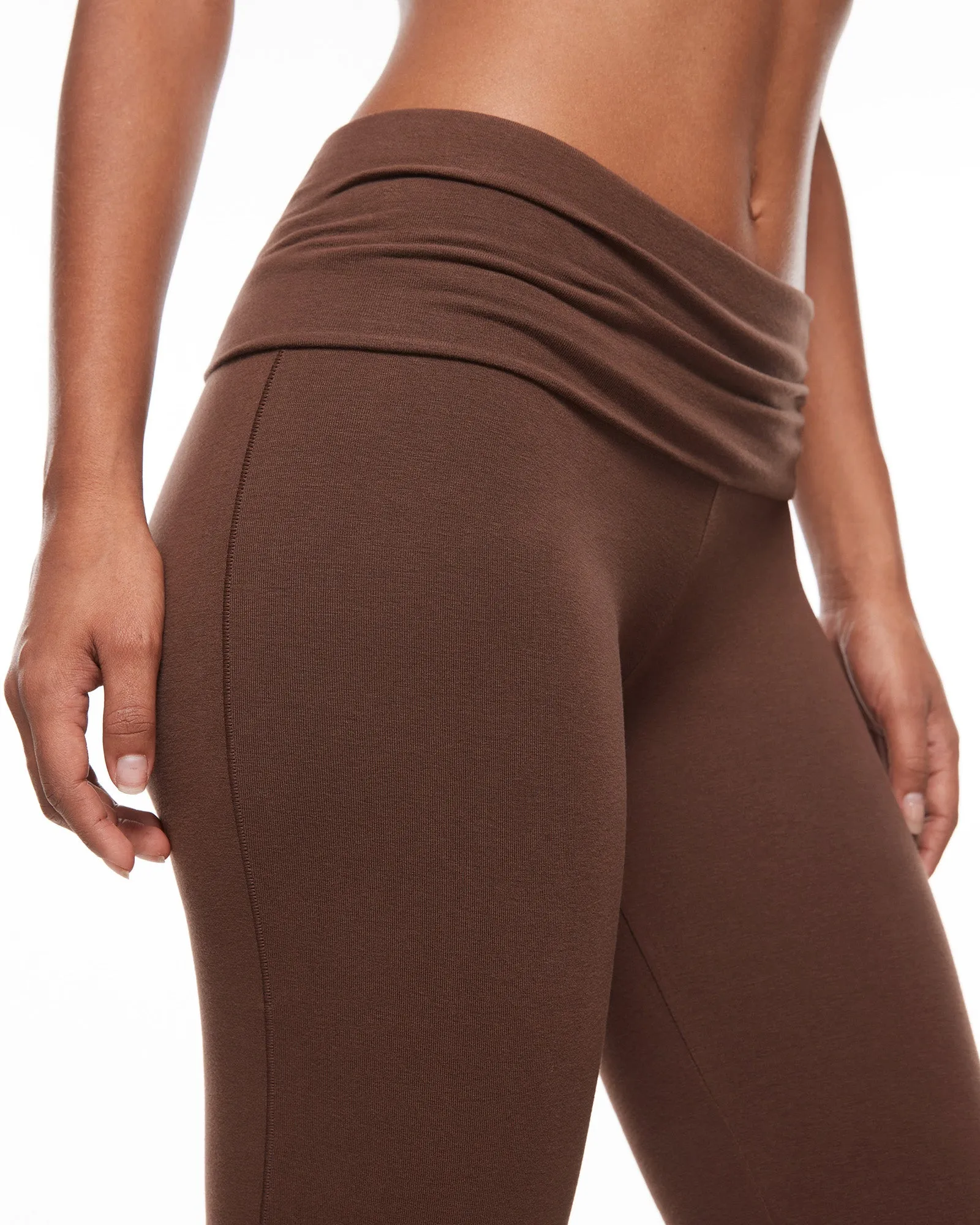 Cotton Fold Over Flared Leggings 30"