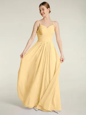 Cross Pleated Bodice Spaghetti Strap Dresses Gold Plus Size