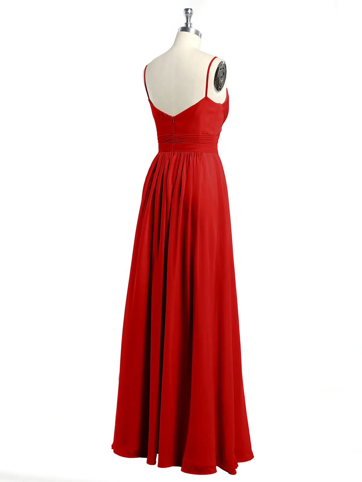 Cross Pleated Bodice Spaghetti Strap Dresses Red Plus Size